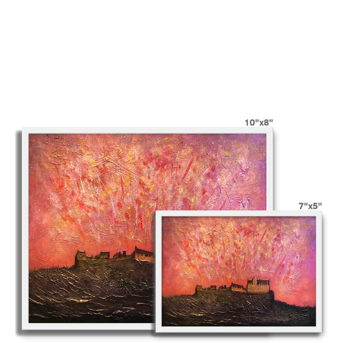 Edinburgh Castle Fireworks Framed Art Tile | Scottish Art Gifts