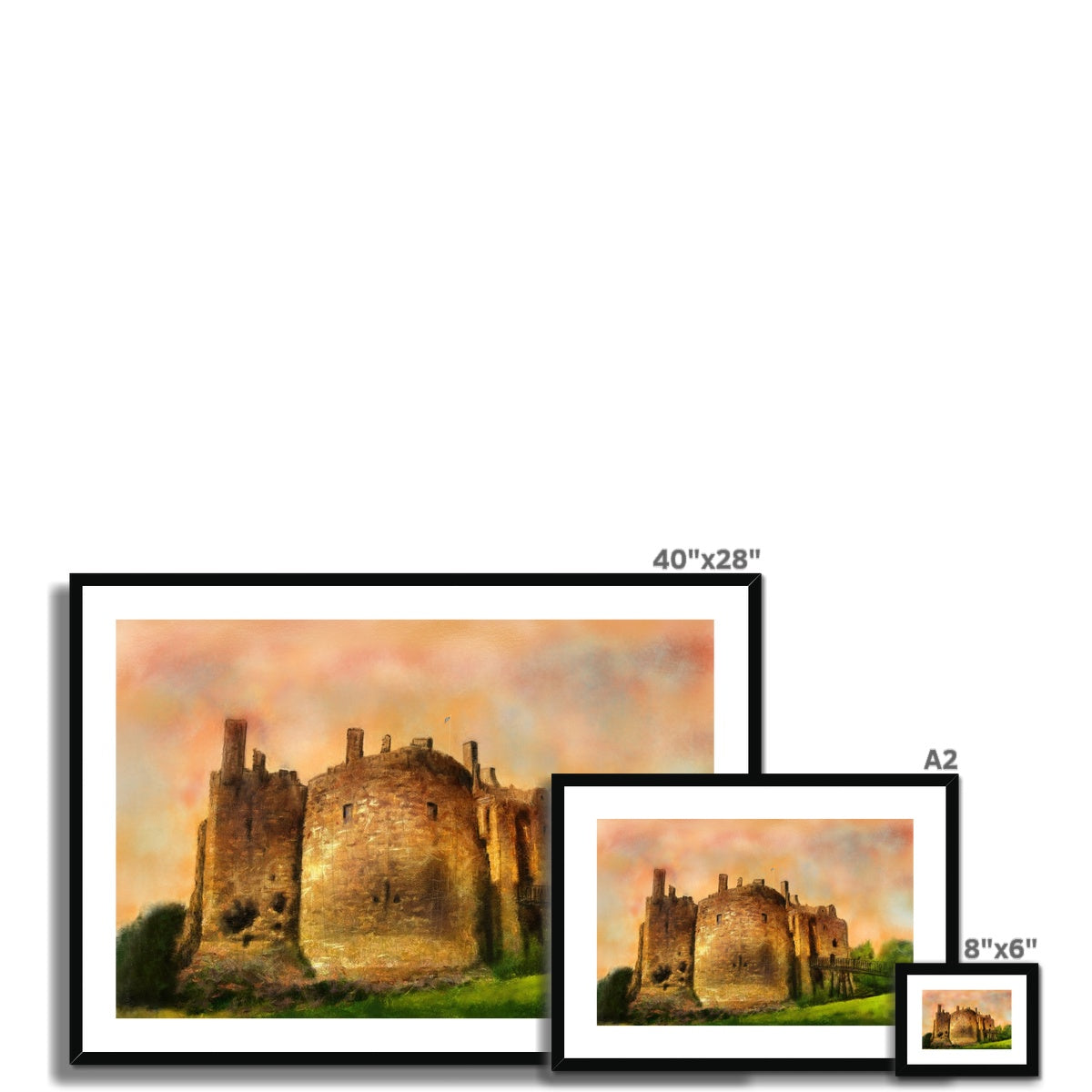 Dirleton Castle Dusk Painting | Framed &amp; Mounted Prints From Scotland