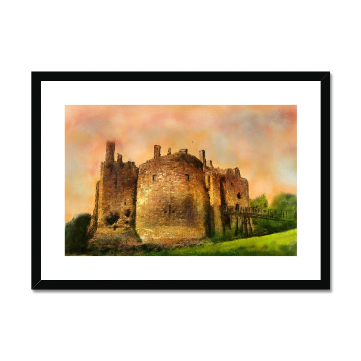 Dirleton Castle Dusk Painting | Framed & Mounted Prints From Scotland