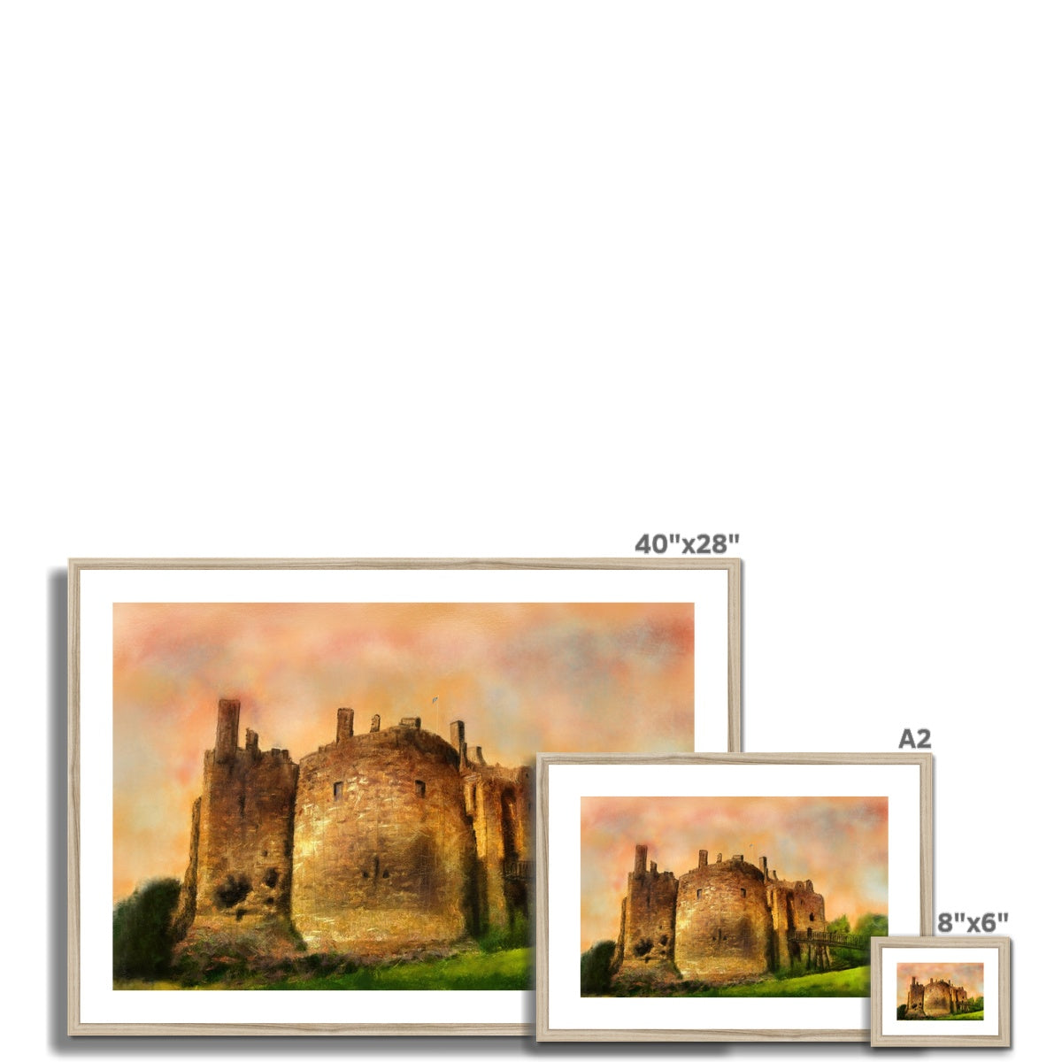 Dirleton Castle Dusk Painting | Framed & Mounted Prints From Scotland