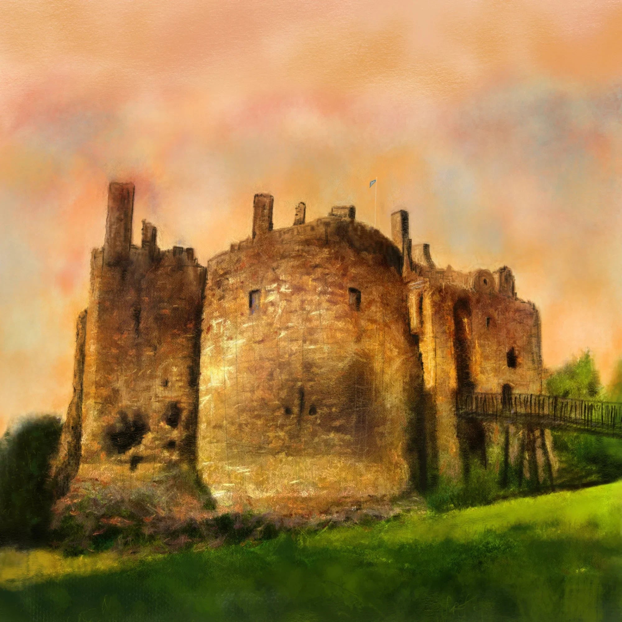 Dirleton Castle Dusk | Scotland in your Pocket - Historic & Iconic Art Gallery Worldwide Shipping Ancient Stone Castle Scottish Castles
