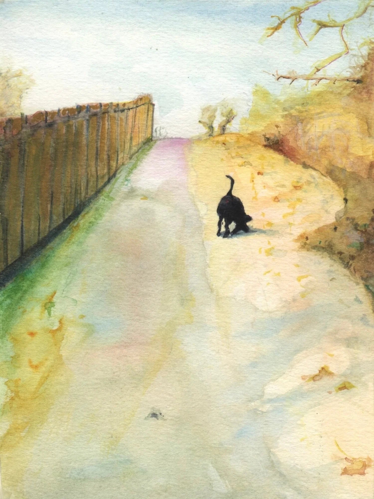 The Dog on Tower Hill - River Clyde Art Gallery Scotland Worldwide Shipping Black Cat Dirt Kevin Hunter Portfolio Giclee Prints | Scottish