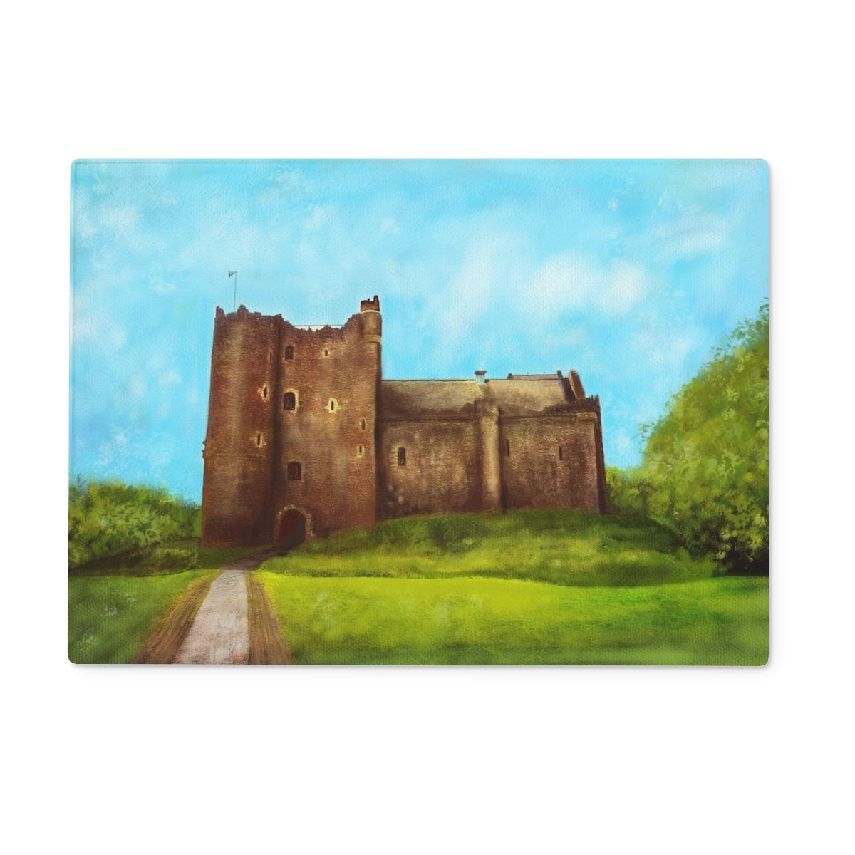 Doune Castle Art Gifts Glass Chopping Board