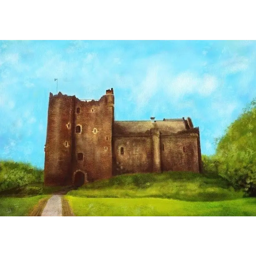 Weathered stone Doune Castle art print from Scottish artist prints and castle art prints collection