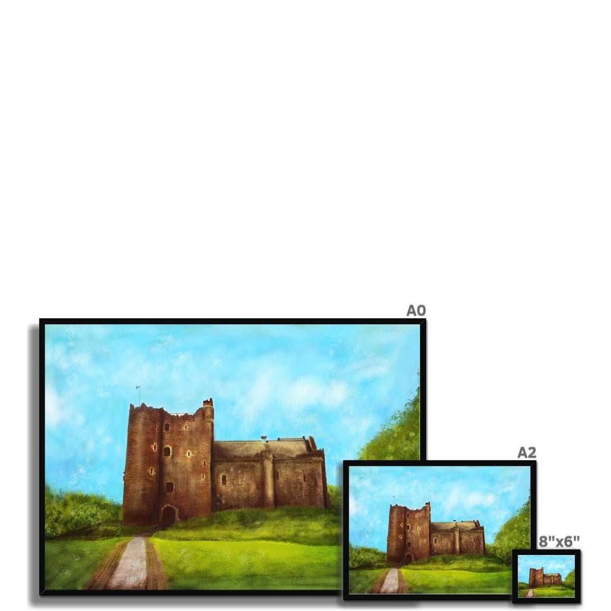 Doune Castle Painting | Framed Prints From Scotland-Framed Prints-Historic & Iconic Scotland Art Gallery-Paintings, Prints, Homeware, Art Gifts From Scotland By Scottish Artist Kevin Hunter