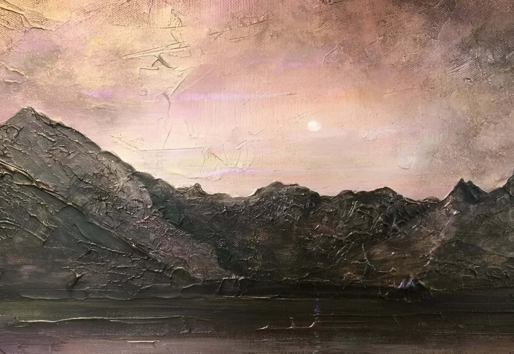 Dubh Ridge Moonlight - Skye Art Gallery Scotland Worldwide Shipping Textured Mountain Range Kevin Hunter Portfolio Giclee Prints