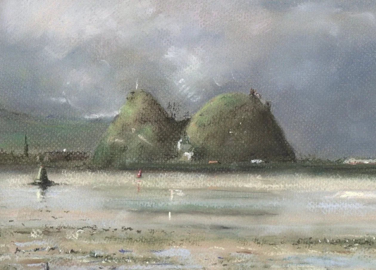 Dumbarton Rock - River Clyde Art Gallery Scotland Worldwide Shipping Hilly Landscape Cloudy Kevin Hunter Portfolio Giclee Prints
