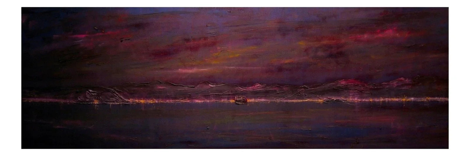 Dumbarton Rock Deep Dusk Panoramic Prints - River Clyde Art Gallery Scotland Worldwide Shipping Abstract Landscape Painting Paintings