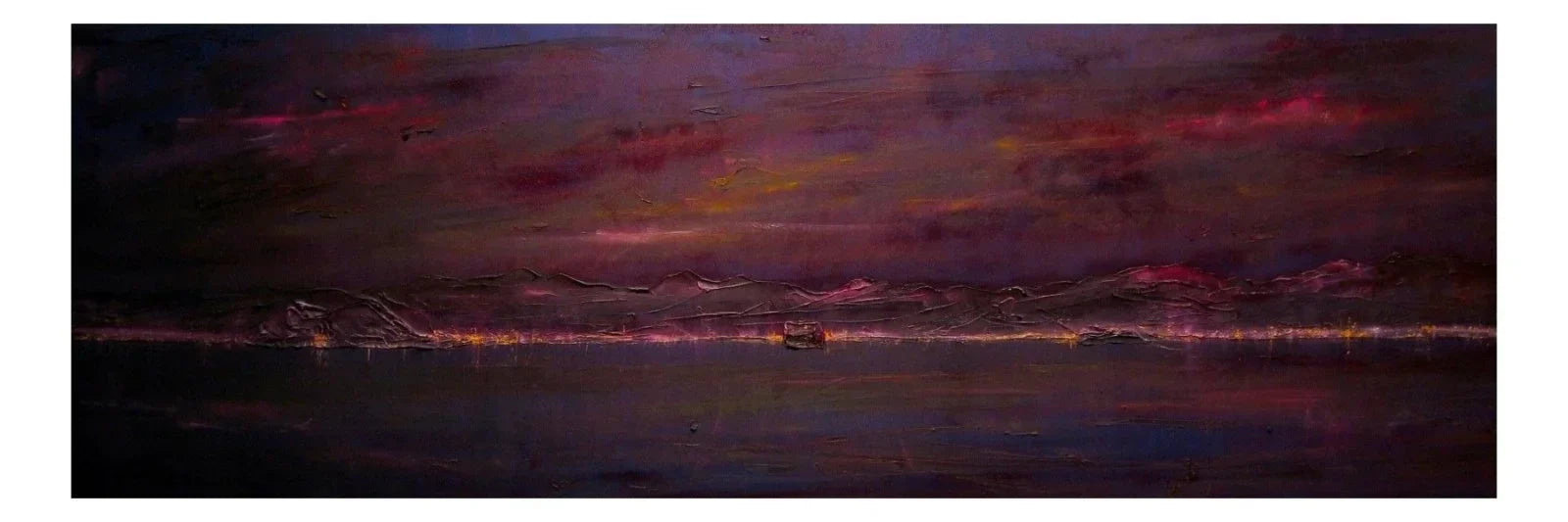 Dumbarton Rock Deep Dusk Panoramic Prints Temp - Commission Scottish Artist River Clyde Art Gallery Scotland
