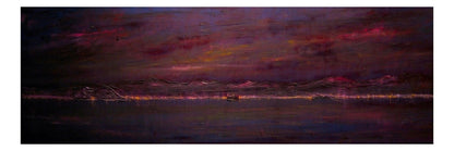 Dumbarton Rock Deep Dusk | Panoramic Painting &amp; Art Prints | River Clyde Art Gallery | Paintings, Prints, Homeware and Art Gifts From Scotland By Scottish Artist Kevin Hunter