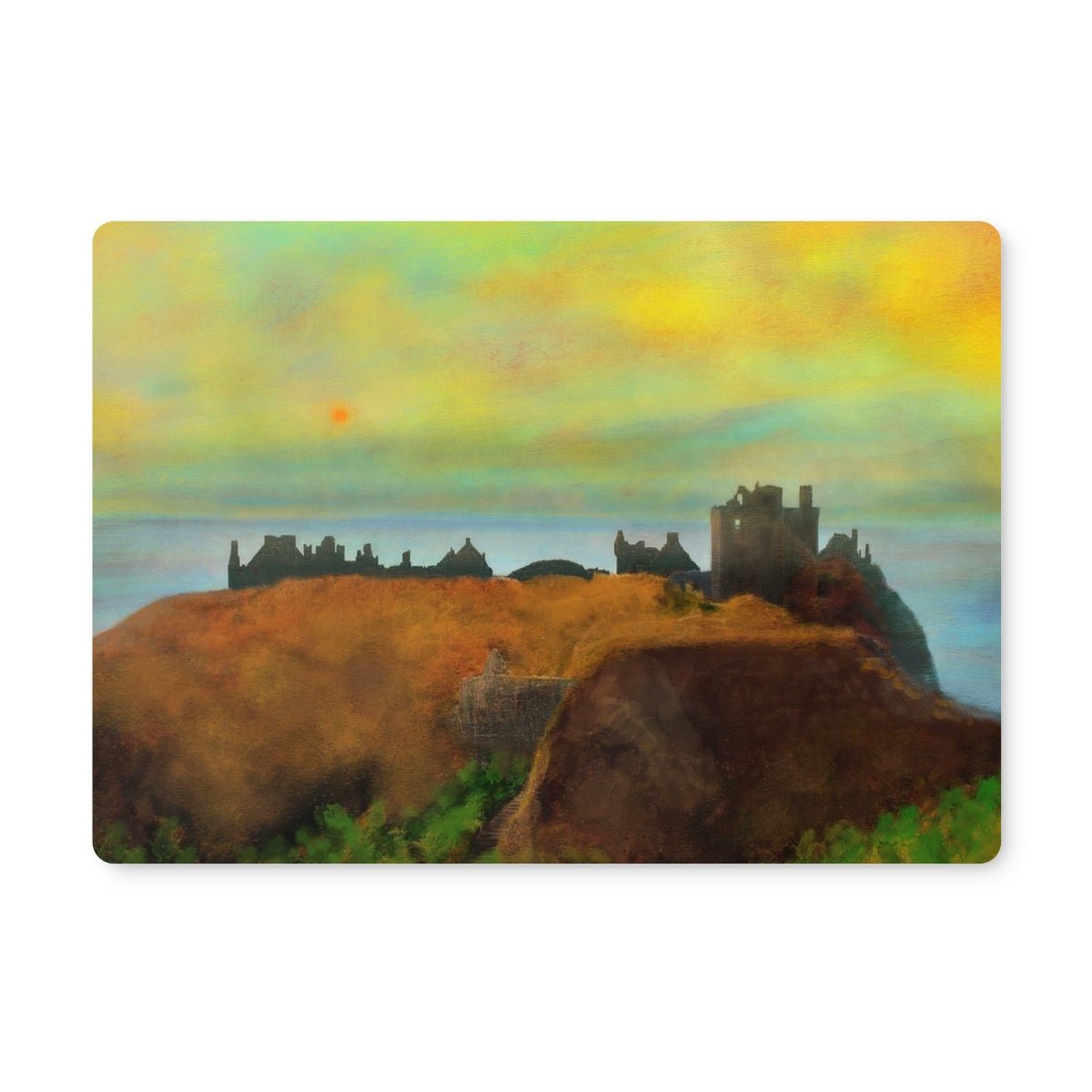 Dunnottar Castle Art Gifts Placemat-Placemats-Scottish Castles Art Gallery-6 Placemats-Paintings, Prints, Homeware, Art Gifts From Scotland By Scottish Artist Kevin Hunter