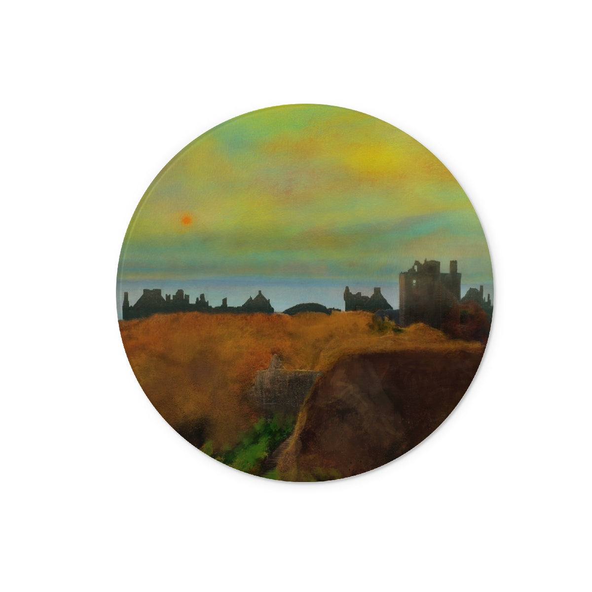 Dunnottar Castle Dusk Art Gifts Glass Chopping Board