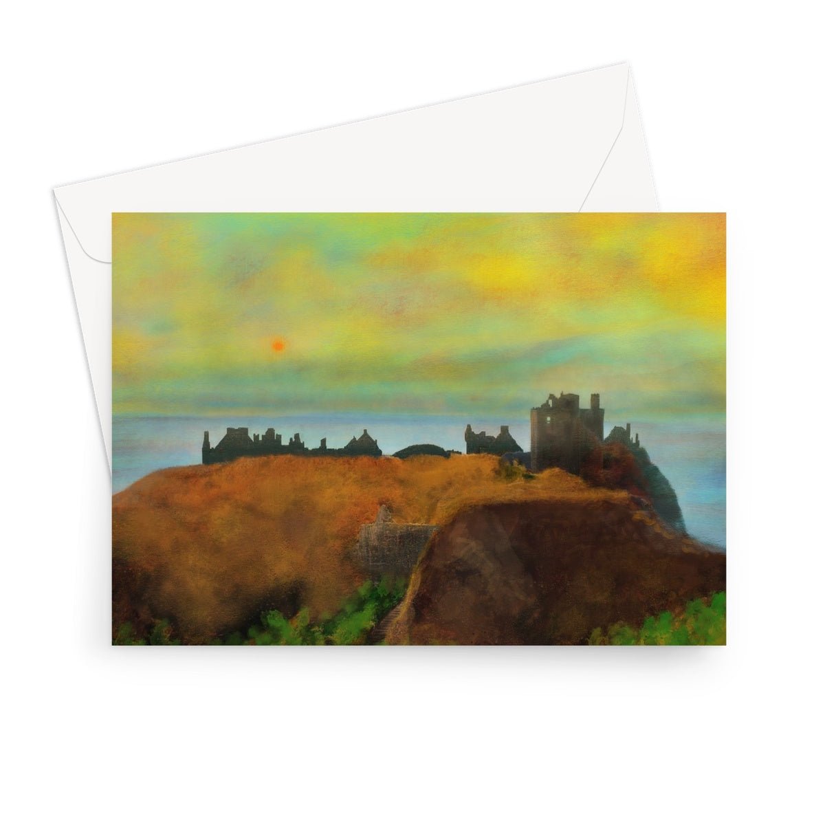 Dunnottar Castle Dusk Scottish Art Gifts Greeting Card