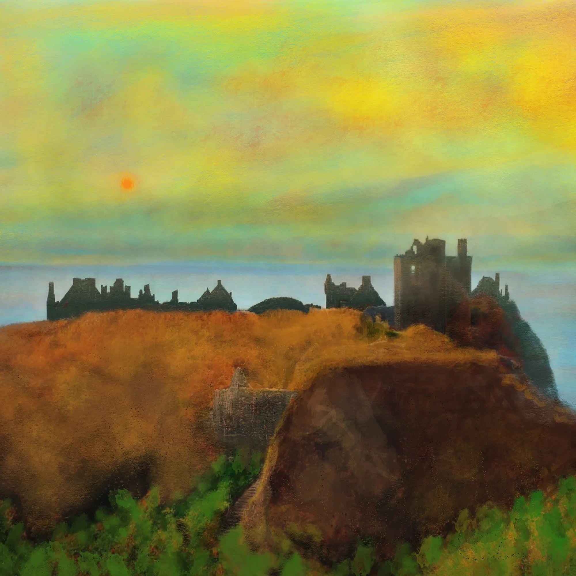 Dunnottar Castle | Scotland in your Pocket - Historic & Iconic Art Gallery Worldwide Shipping Vibrant Painterly Landscape Scottish Castles