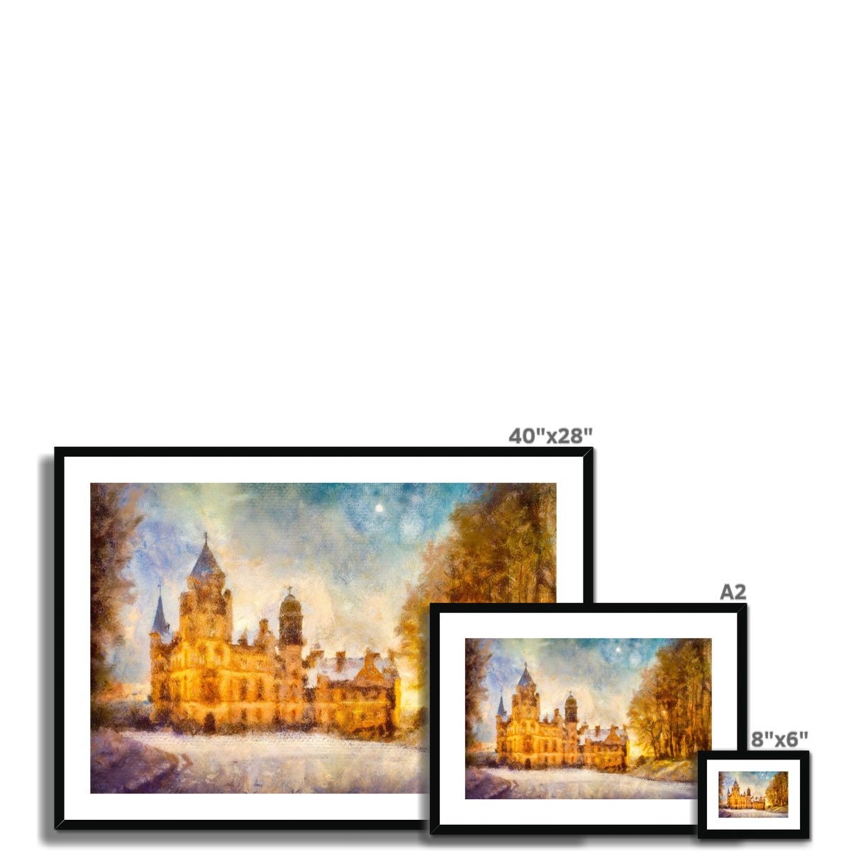 Dunrobin Castle Moonlight Painting | Framed &amp; Mounted Prints From Scotland