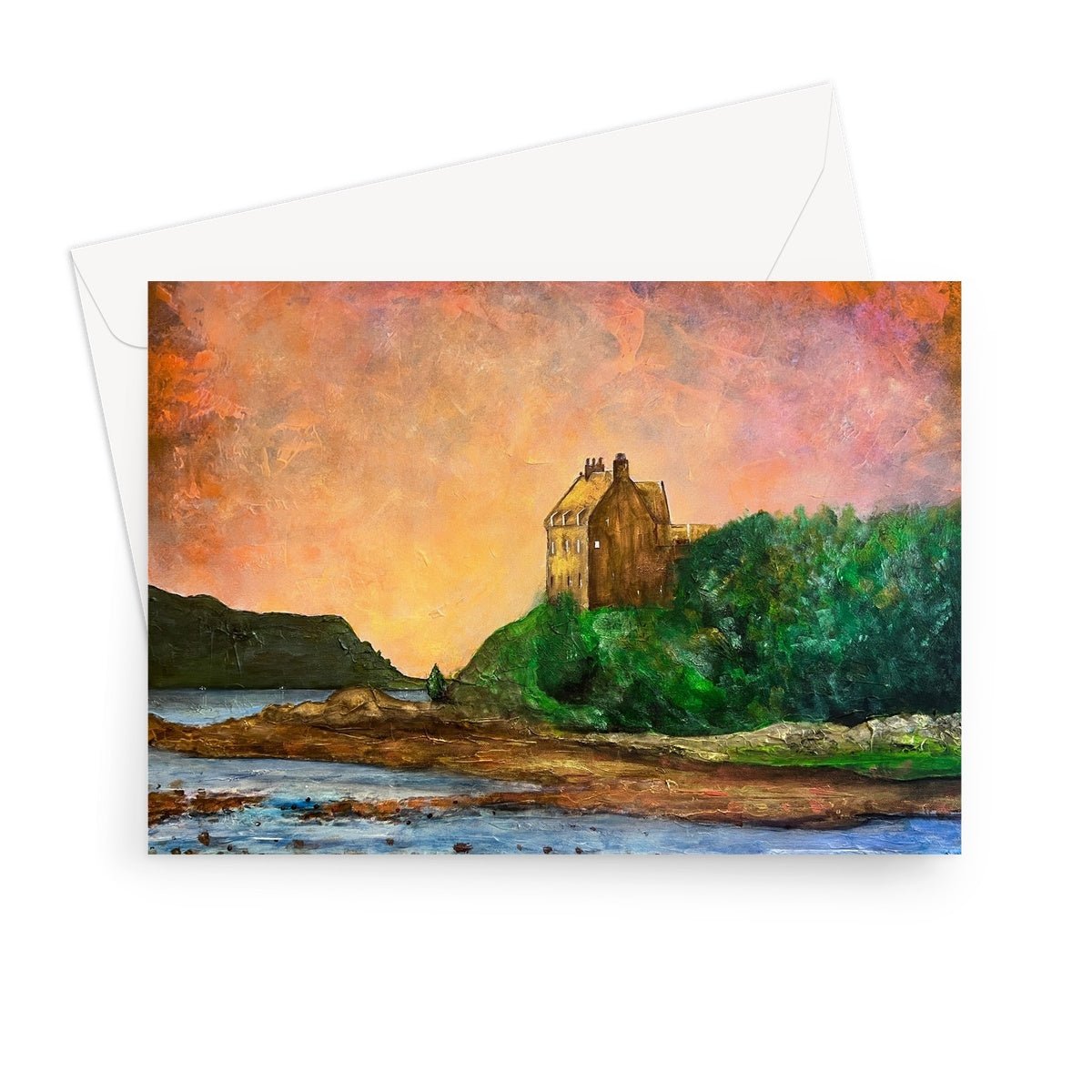 Duntrune Castle Art Gifts Greeting Card-Greetings Cards-Historic & Iconic Scotland Art Gallery-7"x5"-10 Cards-Paintings, Prints, Homeware, Art Gifts From Scotland By Scottish Artist Kevin Hunter