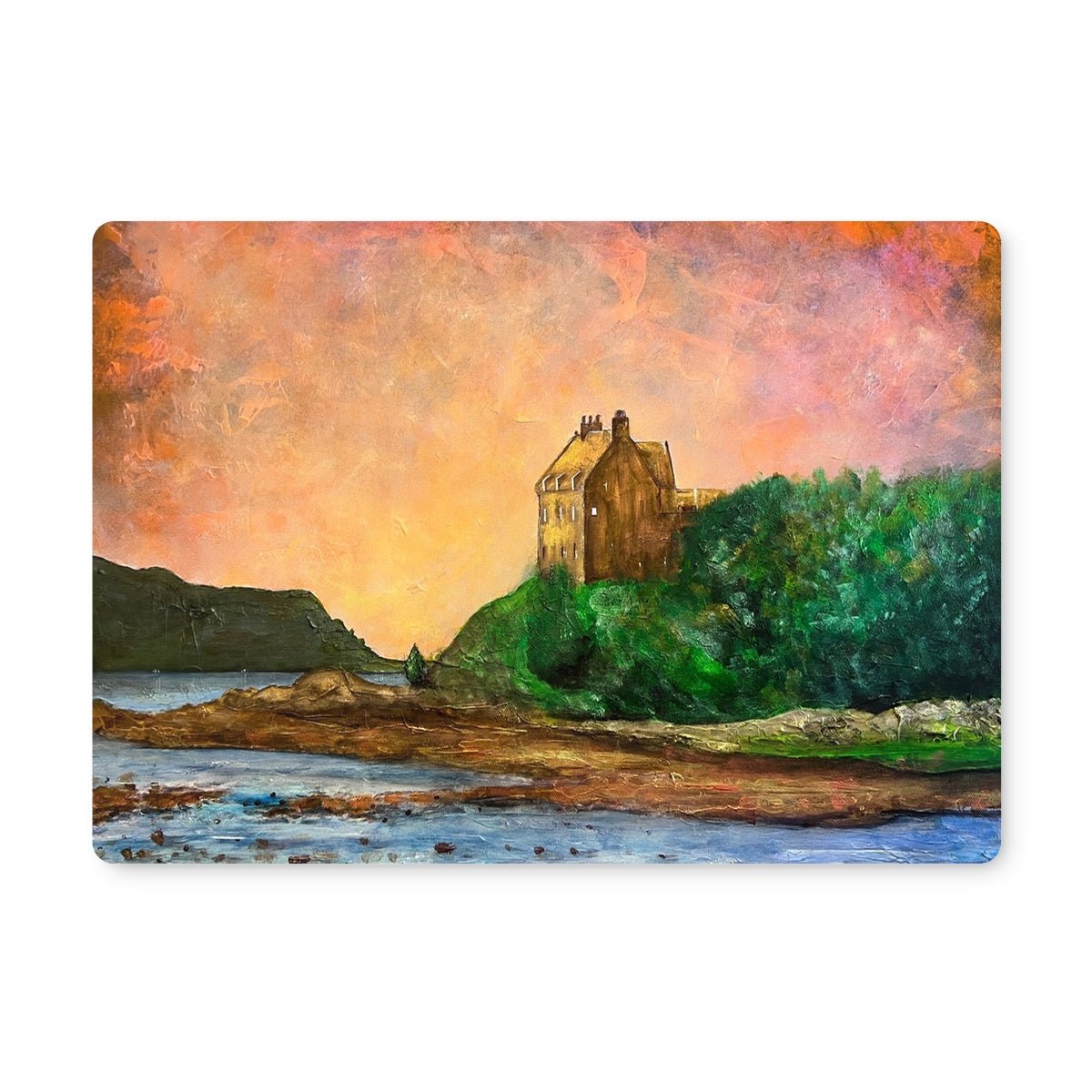 Duntrune Castle Art Gifts Placemat-Placemats-Scottish Castles Art Gallery-6 Placemats-Paintings, Prints, Homeware, Art Gifts From Scotland By Scottish Artist Kevin Hunter