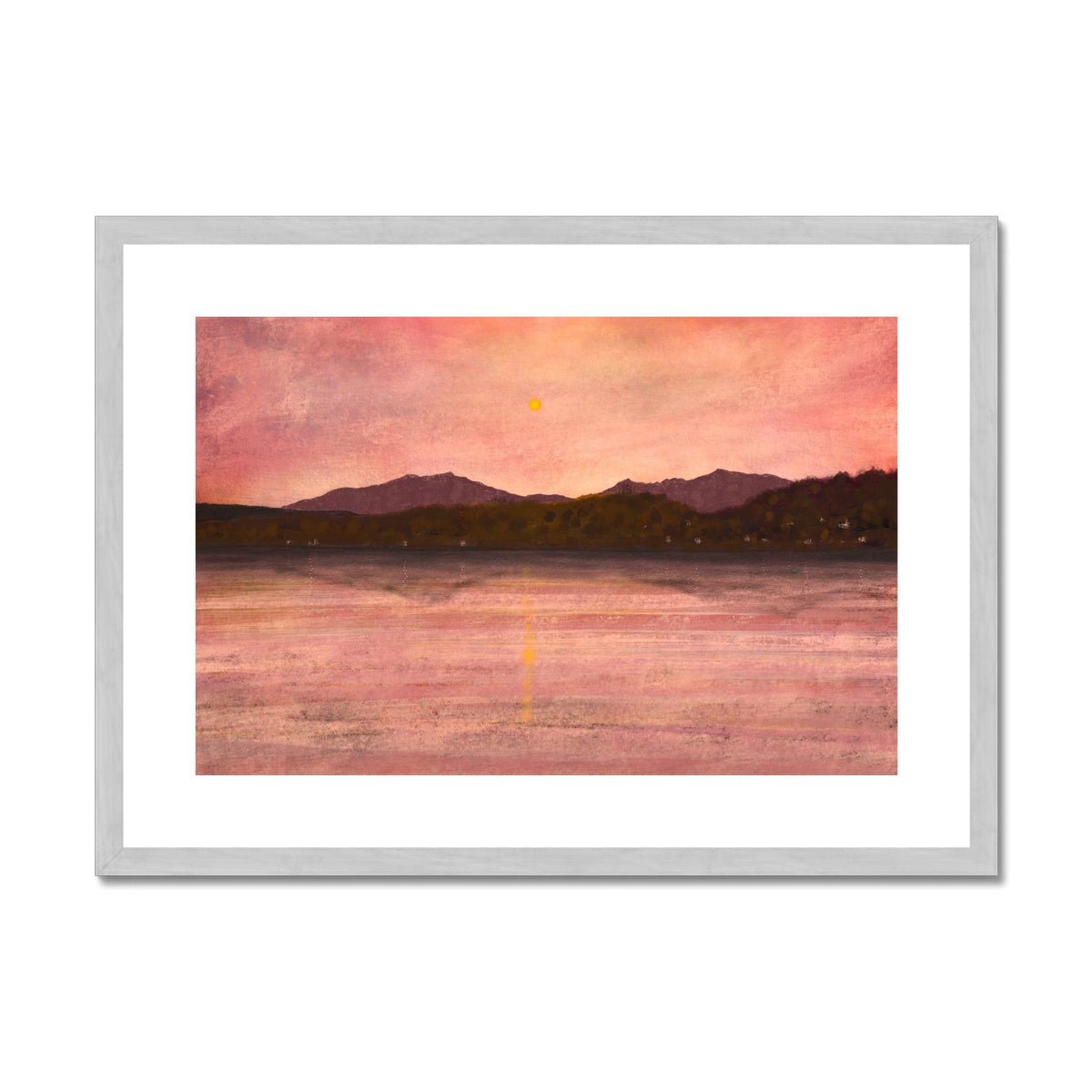 Dusk Over Arran & Bute Painting | Antique Framed & Mounted Prints From Scotland