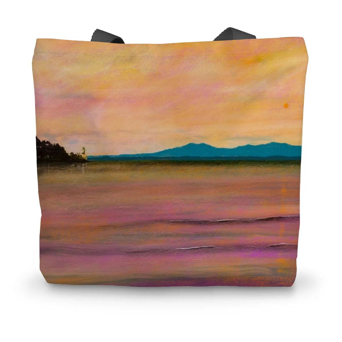 Dusk Over Arran & the Cloch Canvas Tote Bag - River Clyde Art Gallery Scotland Worldwide Shipping Scottish Landscape by Artist Hunter