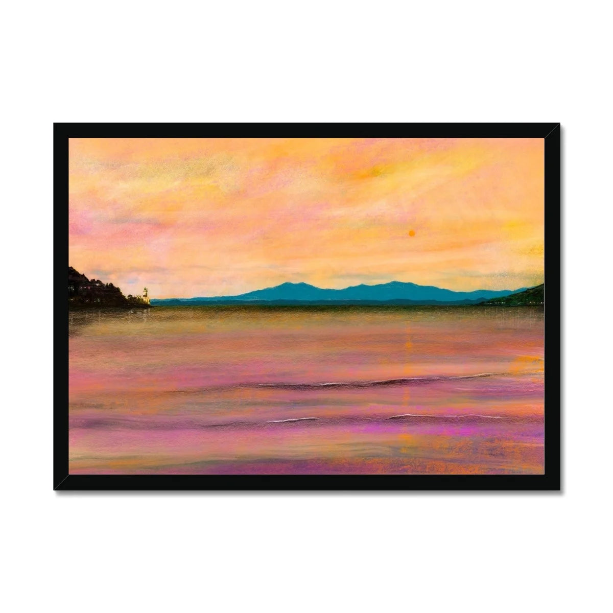 Dusk Over Arran & the Cloch Framed Print - River Clyde Art Gallery Scotland Worldwide Shipping Scottish Landscape by Artist Hunter