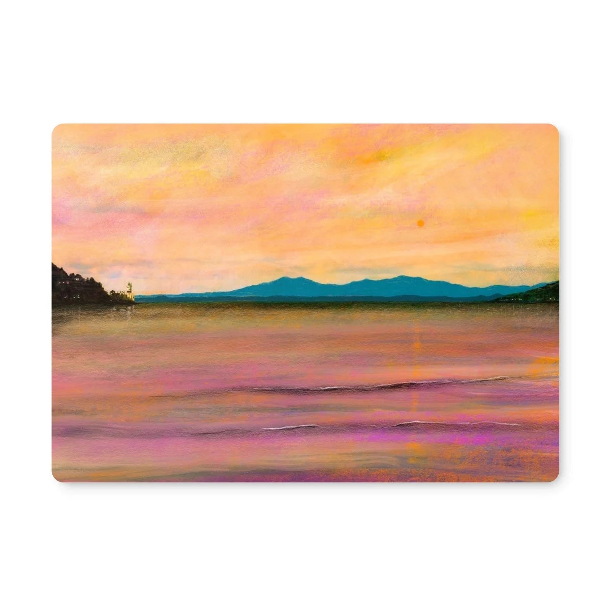 Dusk Over Arran & the Cloch Placemat - River Clyde Art Gallery Scotland Worldwide Shipping Scottish Landscape by Artist Hunter Featuring