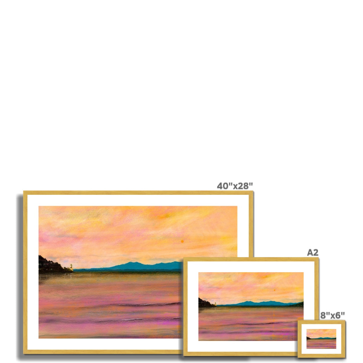 Dusk Over Arran & The Cloch Antique Framed & Mounted Print.
