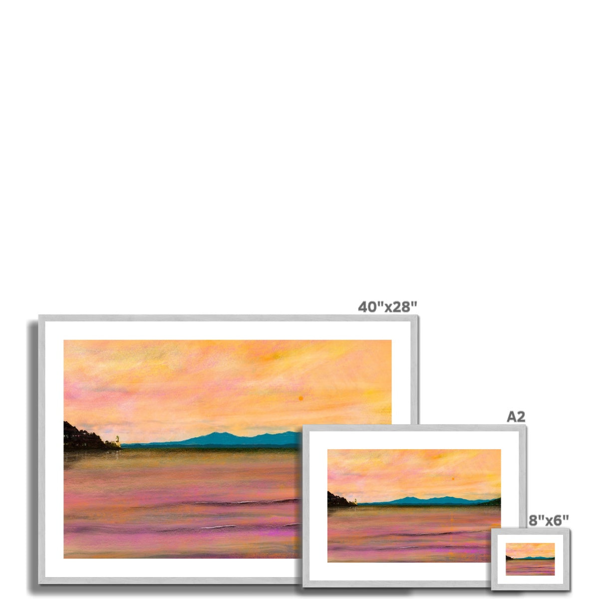 Dusk Over Arran & The Cloch Antique Framed & Mounted Print.