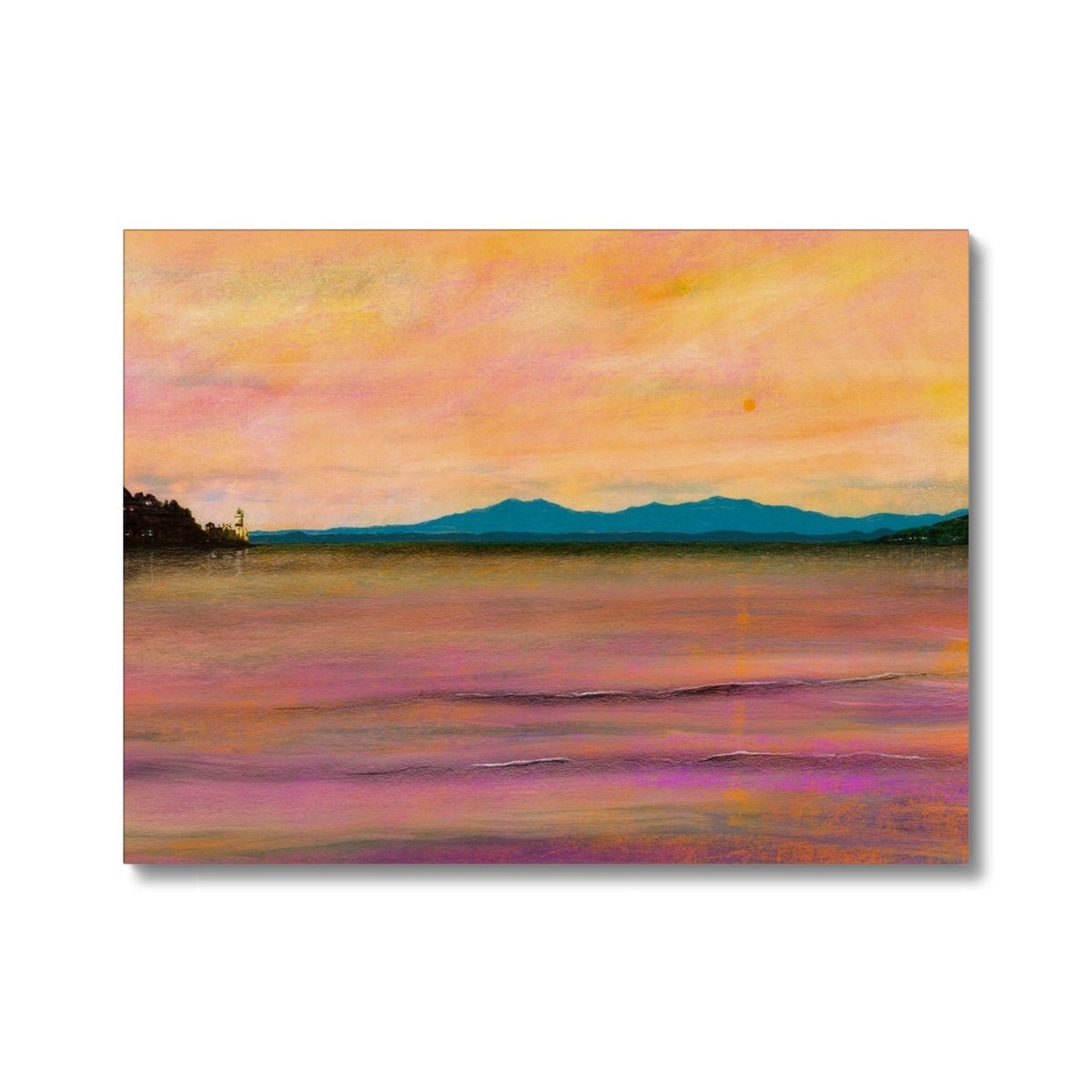 Dusk Over Arran & The Cloch Lighthouse Painting | Canvas Prints From Scotland