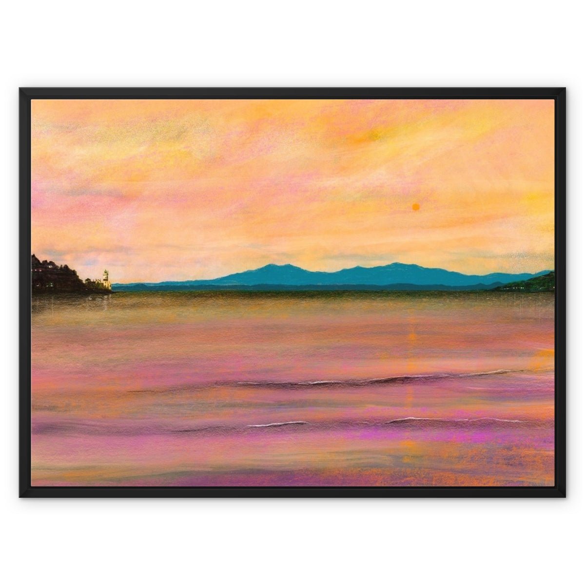 Dusk Over Arran & The Cloch Lighthouse Painting | Framed Canvas From Scotland