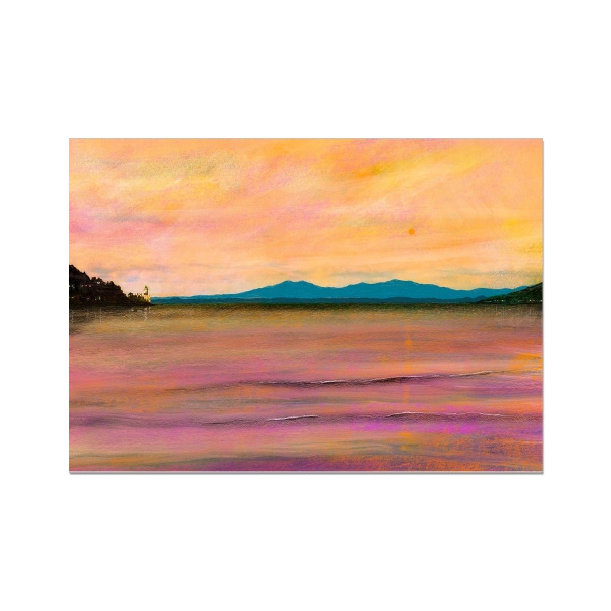 Dusk Over Arran & The Cloch Lighthouse Painting | Signed Art Prints From Scotland | By Scottish Artist Hunter