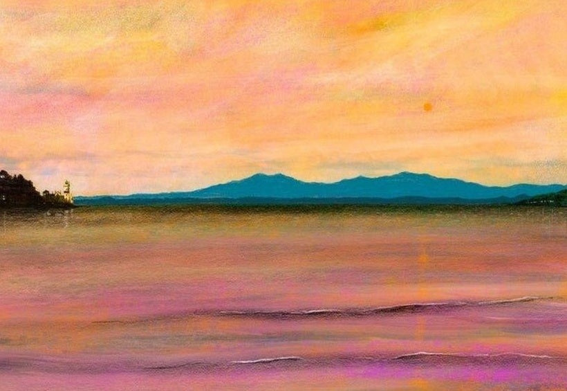 Dusk Over Arran & The Cloch Lighthouse Scottish Landscape Painting