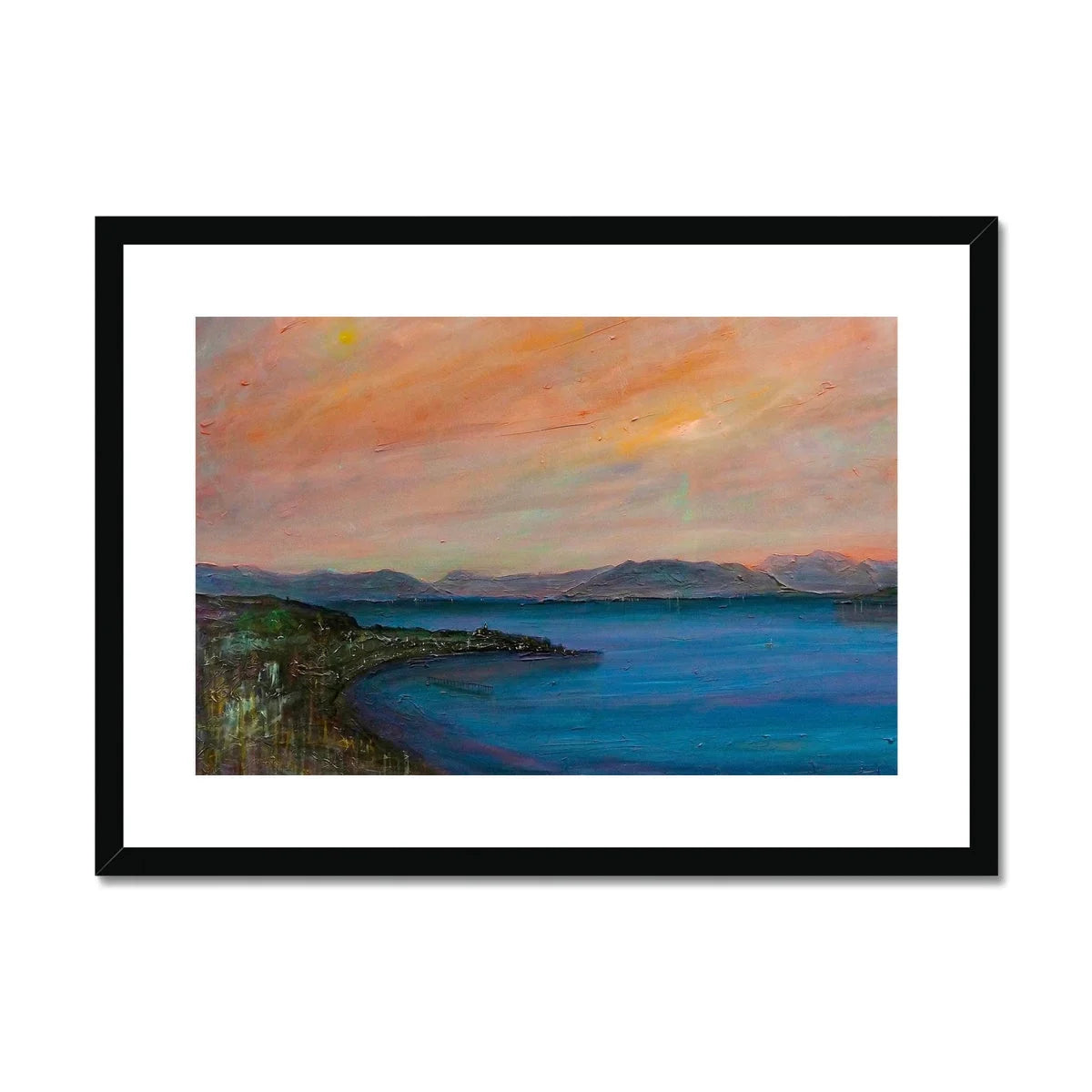 Dusk Over Gourock Framed & Mounted Print - River Clyde Art Gallery Scotland Worldwide Shipping Scottish Artist Fine Prints and Paintings