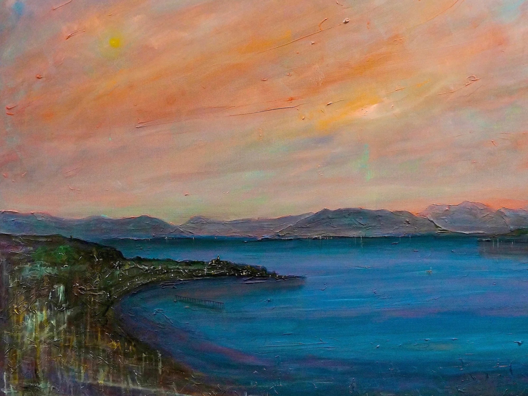 Dusk Over Gourock - River Clyde Art Gallery Scotland Worldwide Shipping Oil Painting Coastal Kevin Hunter Portfolio Giclee Prints