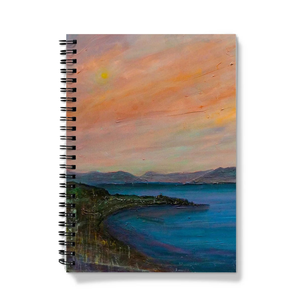 Dusk Over Gourock Notebook - River Clyde Art Gallery Scotland Worldwide Shipping Spiral-bound Notebook Vibrant Scottish Prints