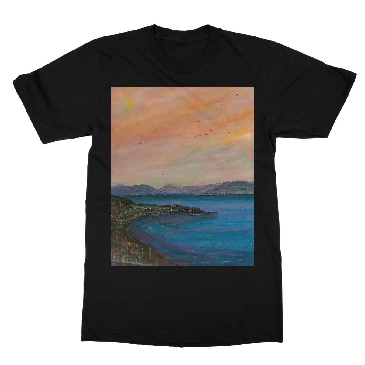 Dusk Over Gourock Softstyle T-shirt - River Clyde Art Gallery Scotland Worldwide Shipping Scottish Artist Fine Prints and Paintings