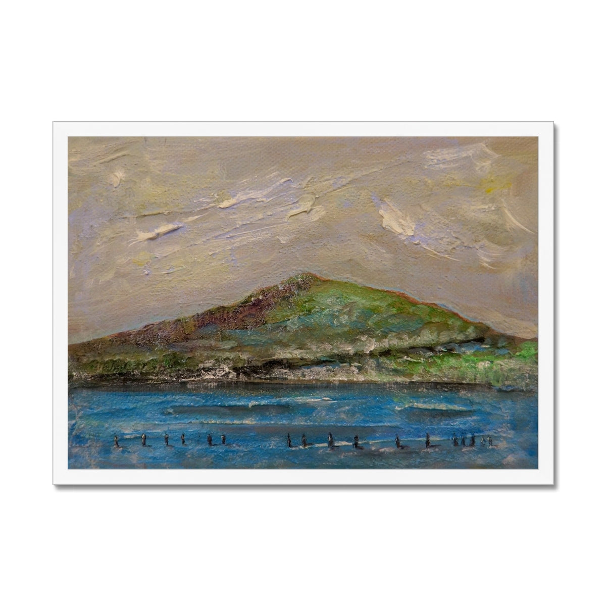 Ben Lomond iii Painting | Framed Prints From Scotland-Framed Prints-Scottish Lochs & Mountains Art Gallery-A2 Landscape-White Frame-Paintings, Prints, Homeware, Art Gifts From Scotland By Scottish Artist Kevin Hunter