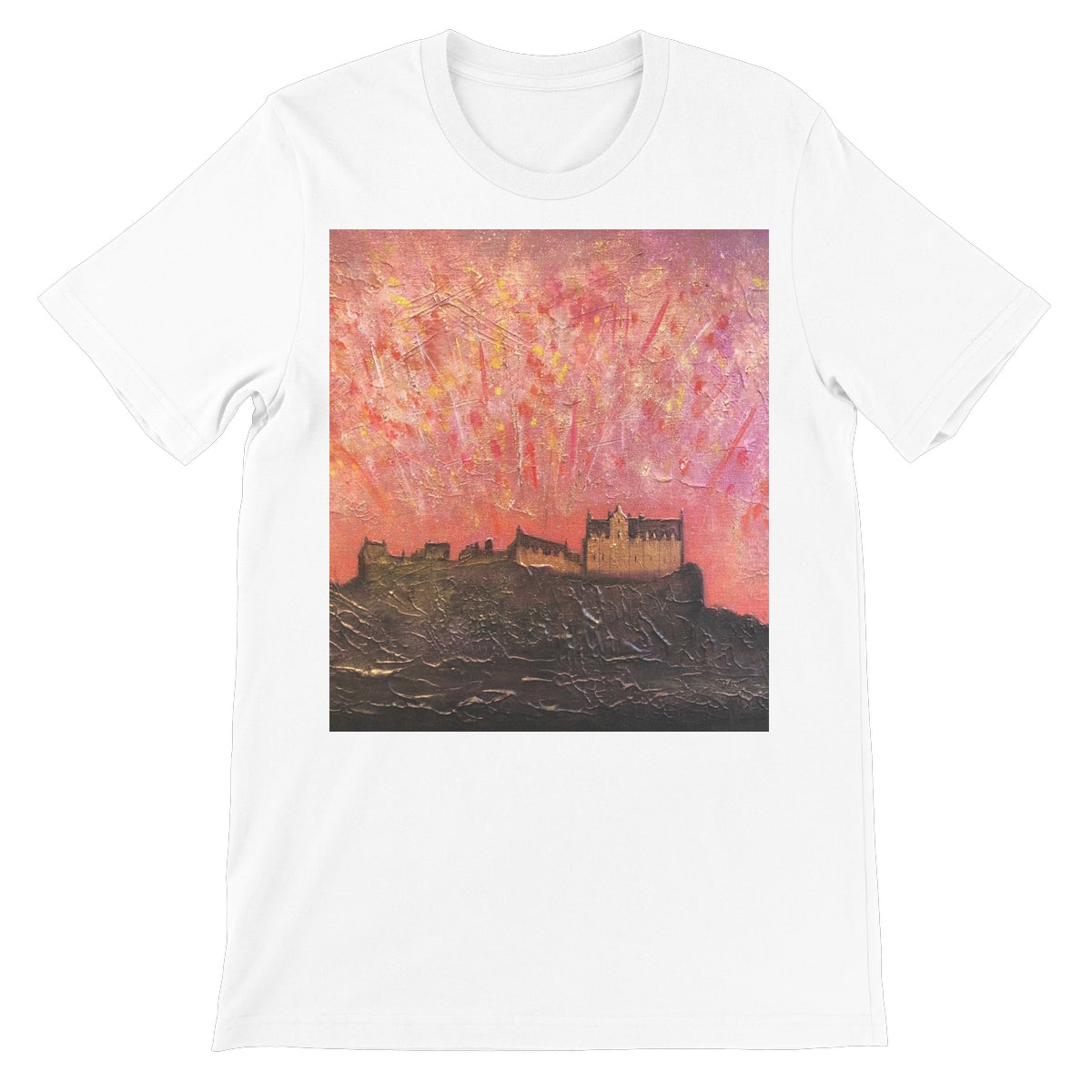 Edinburgh Castle Fireworks Unisex Short Sleeve T-Shirt | Scottish Art Gifts