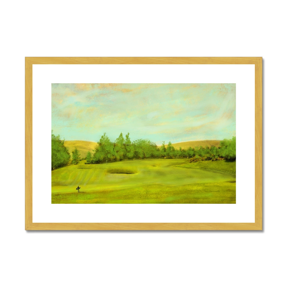 Gleneagles King's Golf Course, The 1st Painting | Antique Framed & Mounted Print