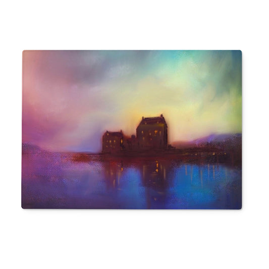 Eilean Donan Castle Sunset Glass Chopping Board | Scottish Art Gifts