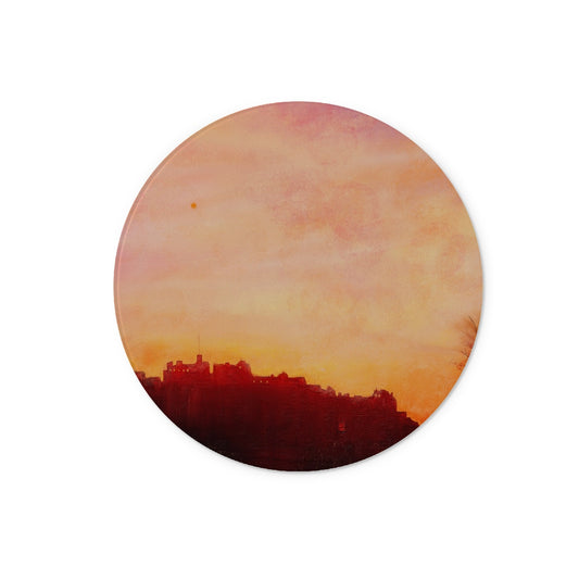Edinburgh Castle Sunset Glass Chopping Board | Scottish Art Gifts