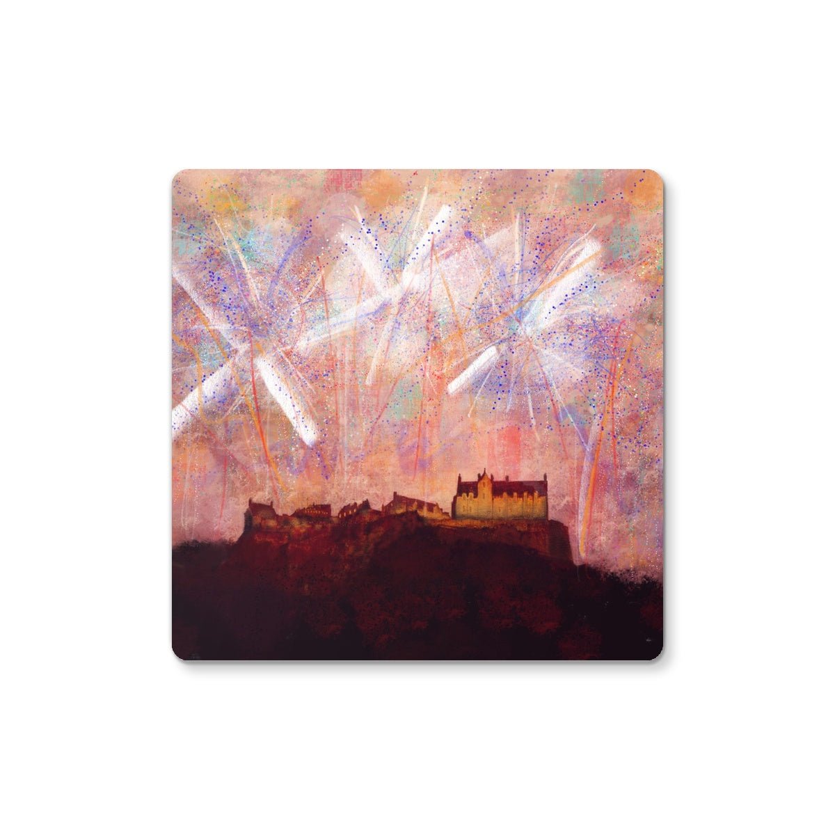 Edinburgh Castle Fireworks | Scottish Art Gifts | Coaster