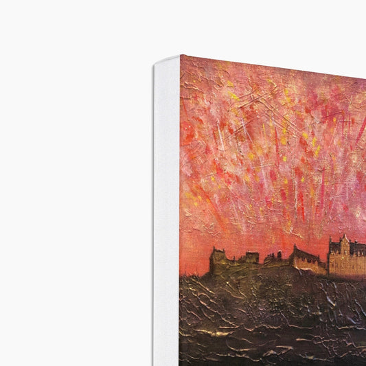 Edinburgh Castle Fireworks Eco Art Canvas Print | Scottish Art Gifts