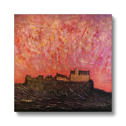 Edinburgh Castle Fireworks Eco Art Canvas Print | Scottish Art Gifts