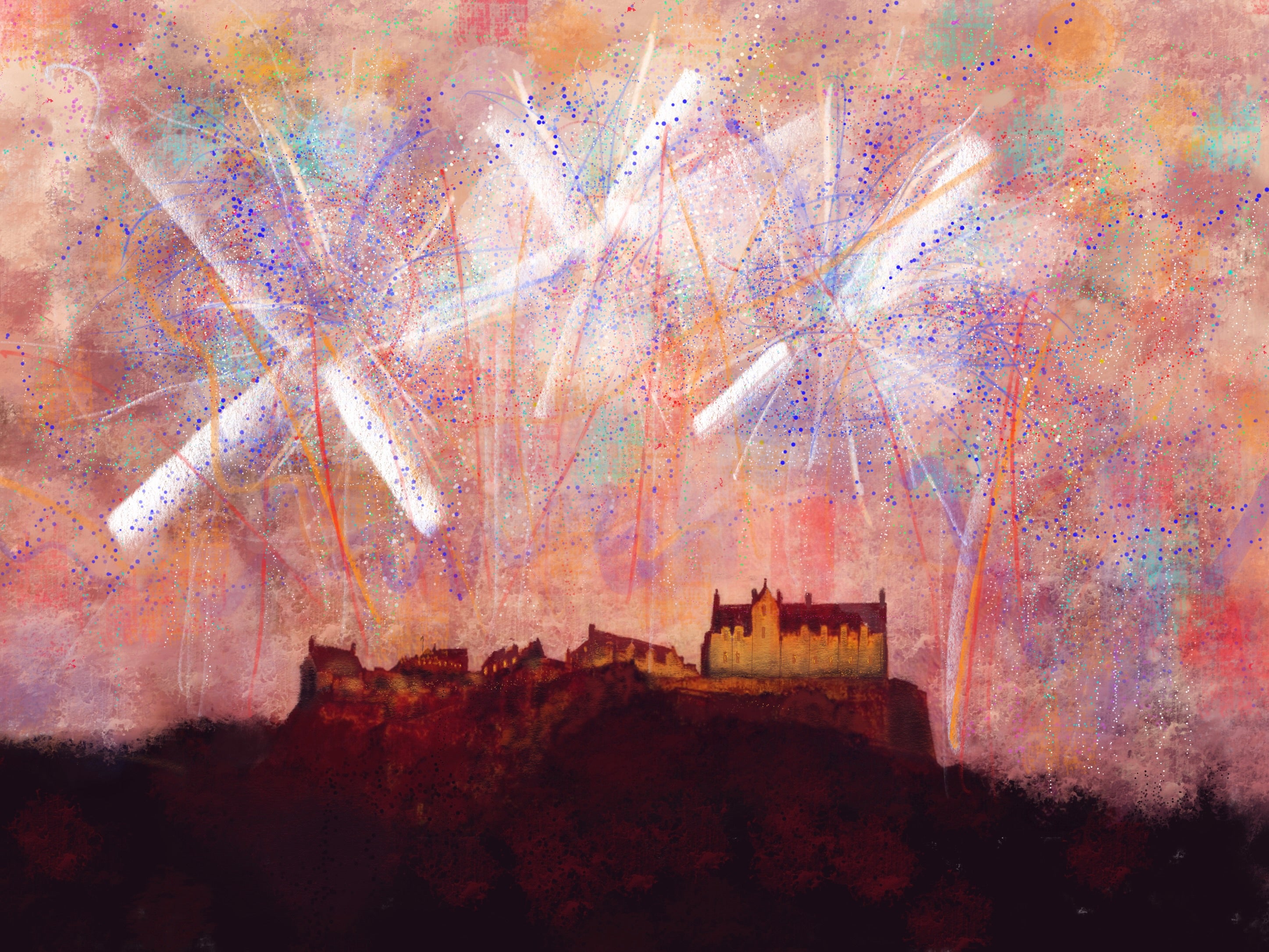 Edinburgh Castle Fireworks ii Art Prints
