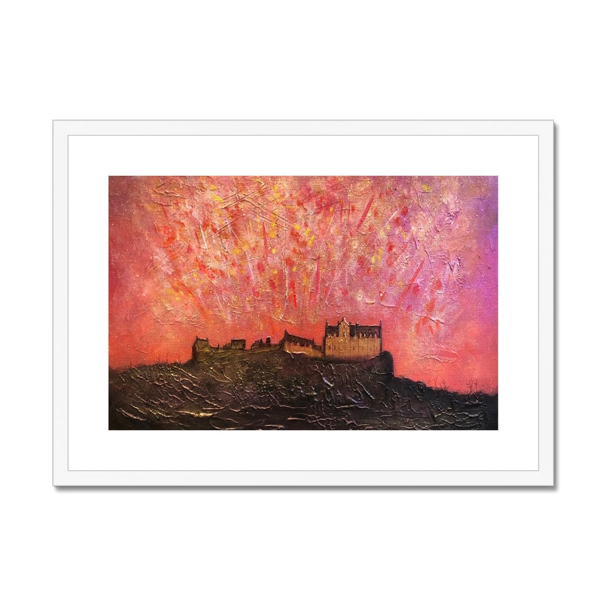 Edinburgh Castle Fireworks Painting | Framed & Mounted Prints From Scotland