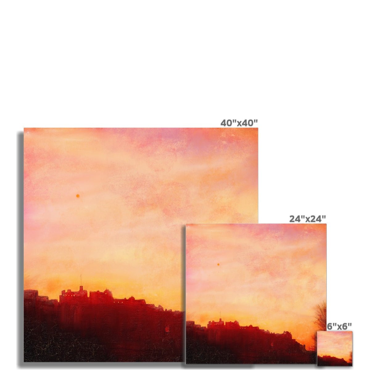 Edinburgh Castle Sunset Painting | Fine Art Prints From Scotland-Unframed Prints-Historic & Iconic Scotland Art Gallery-Paintings, Prints, Homeware, Art Gifts From Scotland By Scottish Artist Kevin Hunter