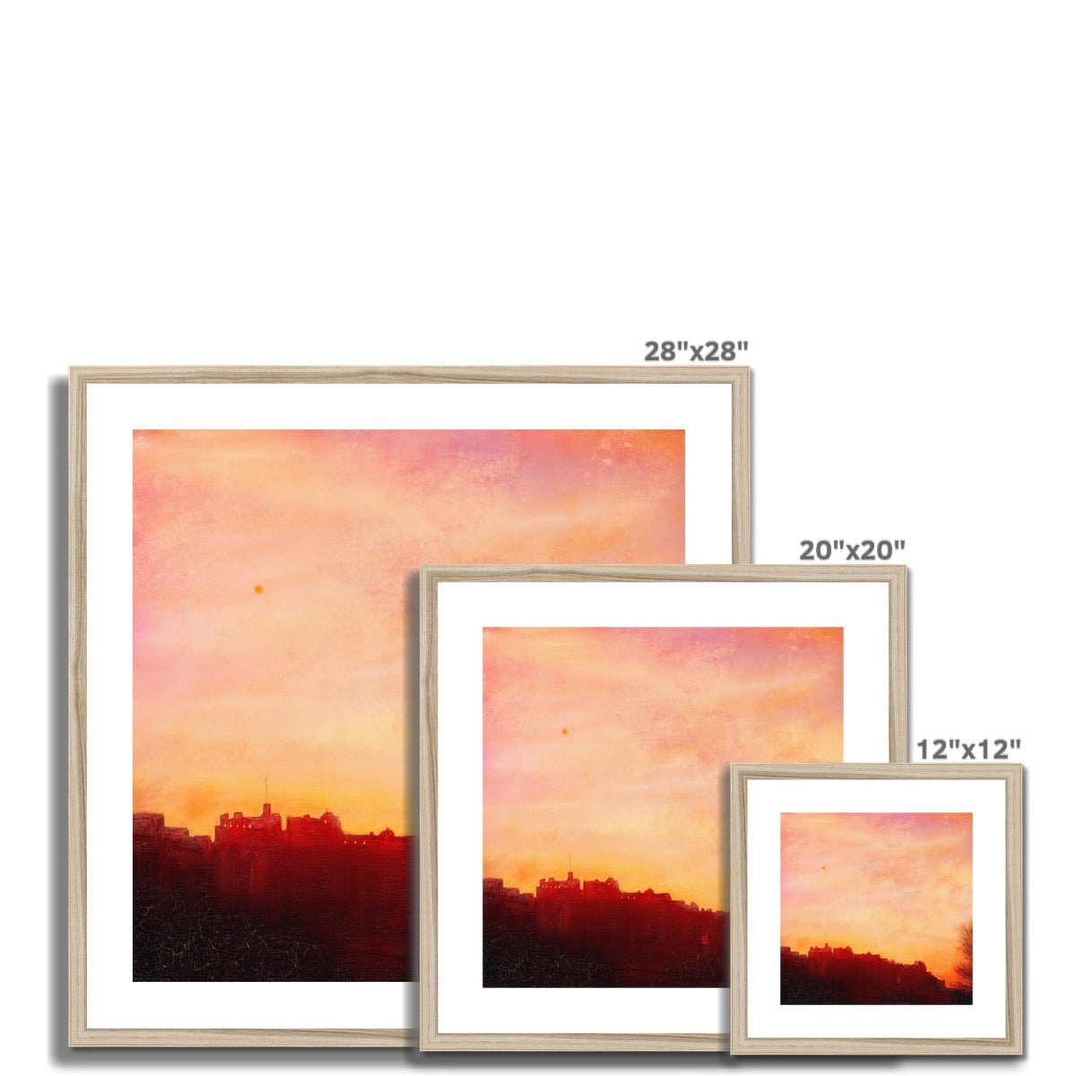 Edinburgh Castle Sunset Painting | Framed & Mounted Prints From Scotland-Framed & Mounted Prints-Historic & Iconic Scotland Art Gallery-Paintings, Prints, Homeware, Art Gifts From Scotland By Scottish Artist Kevin Hunter