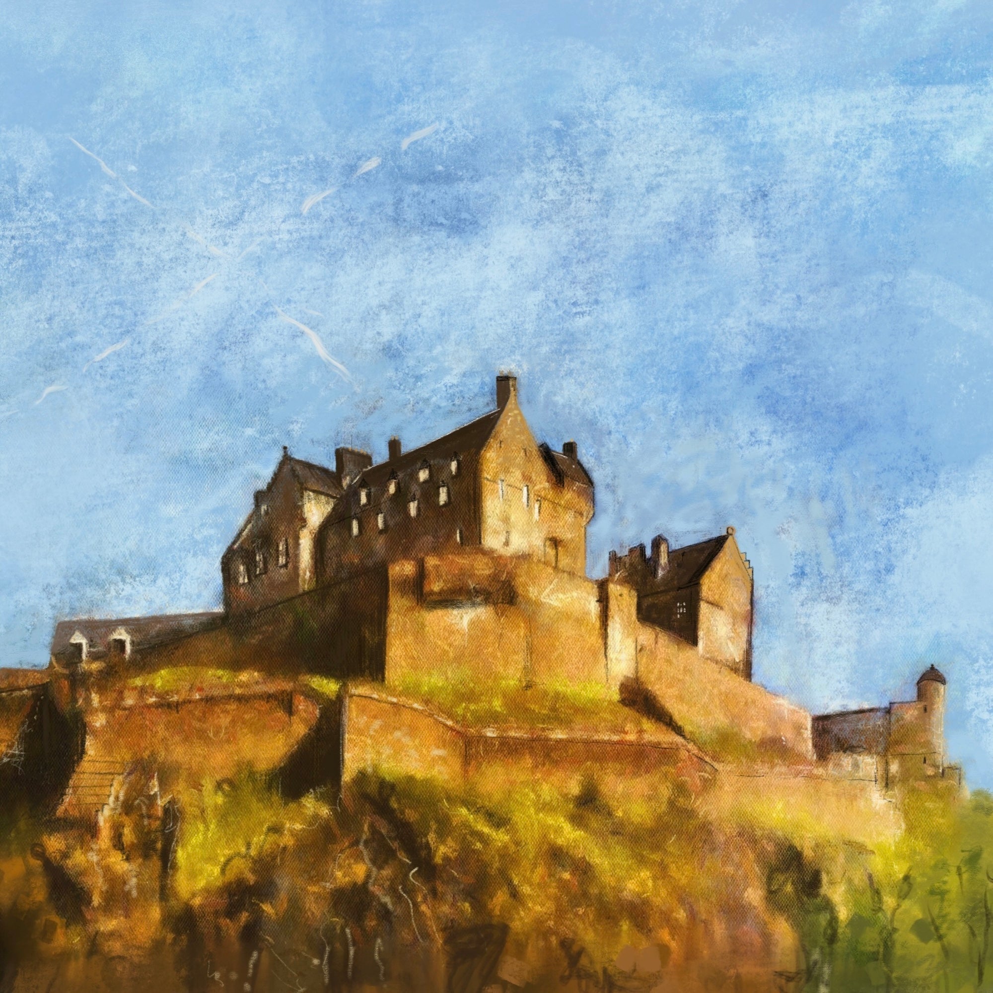 Edinburgh Castle Wooden Art Block-Edinburgh & Glasgow Art Gallery