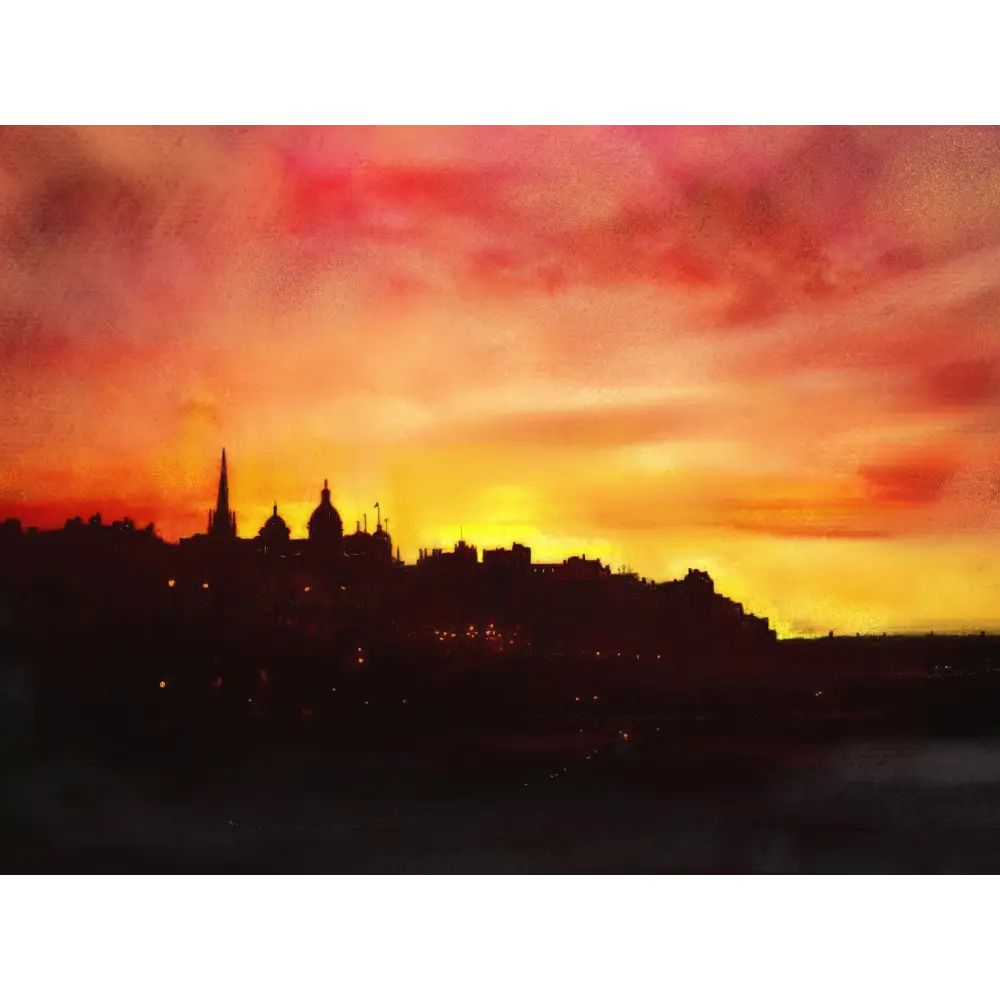 Edinburgh City Sunset - Scottish Art Prints - & Glasgow Gallery Scotland