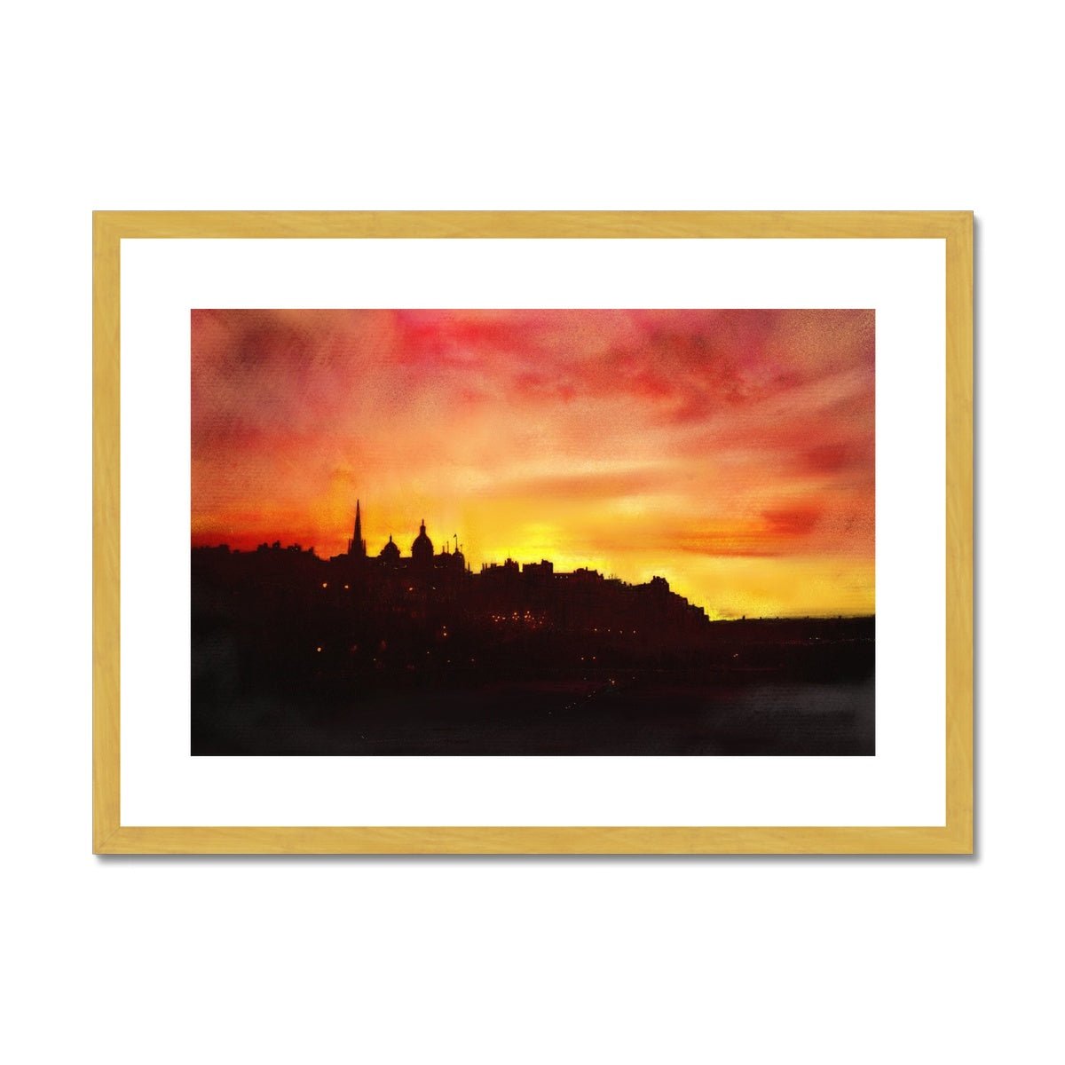 Edinburgh Sunset Painting | Antique Framed & Mounted Prints From Scotland